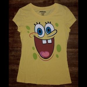 Spongebob Squarepants Nickelodeon Y2k Yellow Graphic Tee Shirt